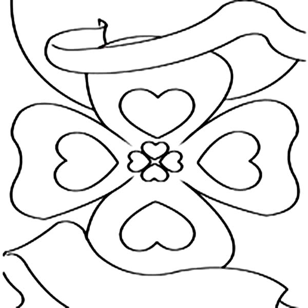 St Patricks Day, : Four-Leaf Clovers for Good Luck on St Patricks Day Coloring Page