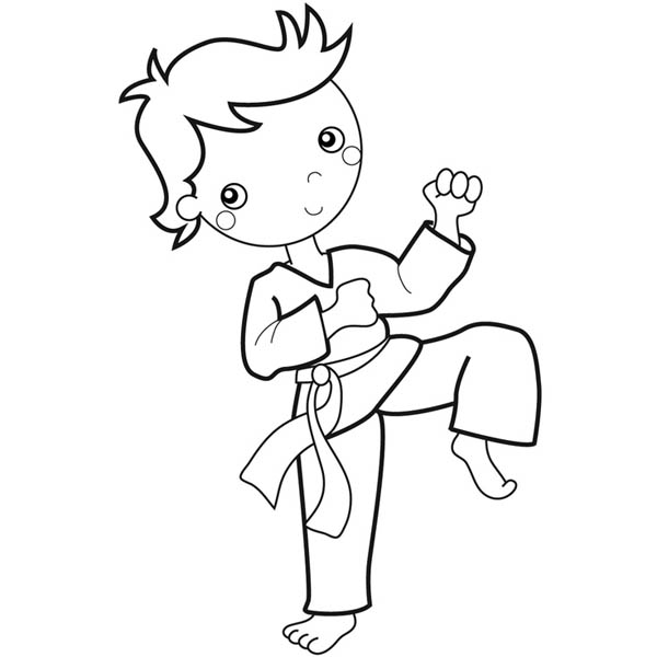 Karate Kid, : Karate Kid Fighting Style Coloring Page