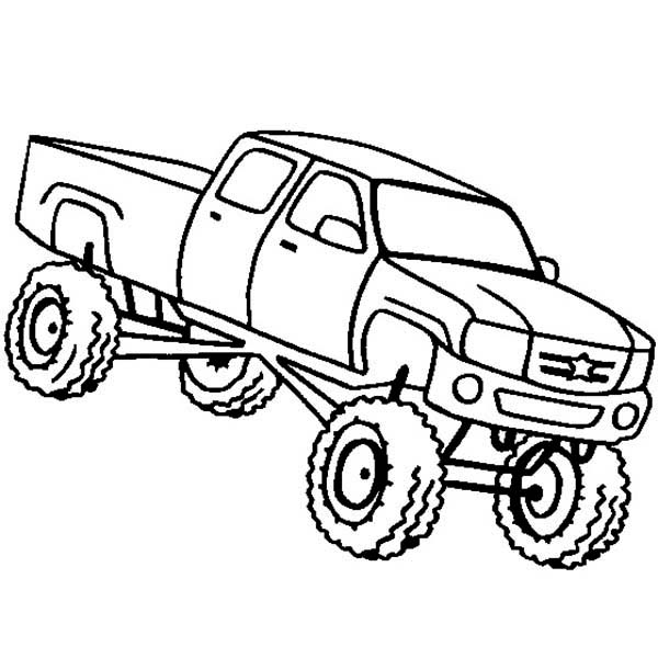 Monster Truck, : Monster Truck Higher Education School Bus Coloring Page