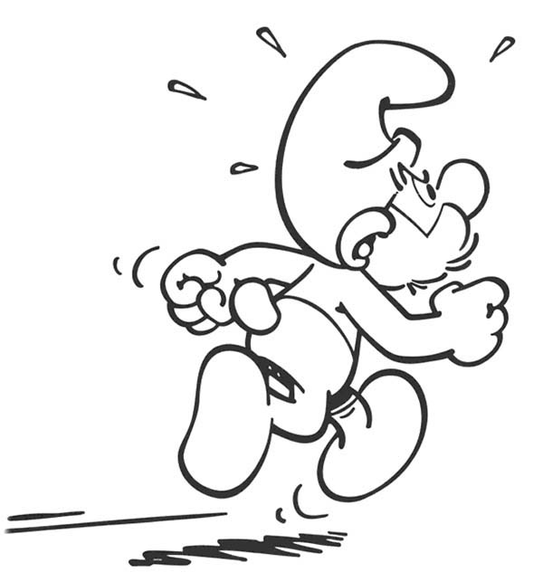 The Smurf, : Papa Smurf Running Fast in The Smurf Coloring Page