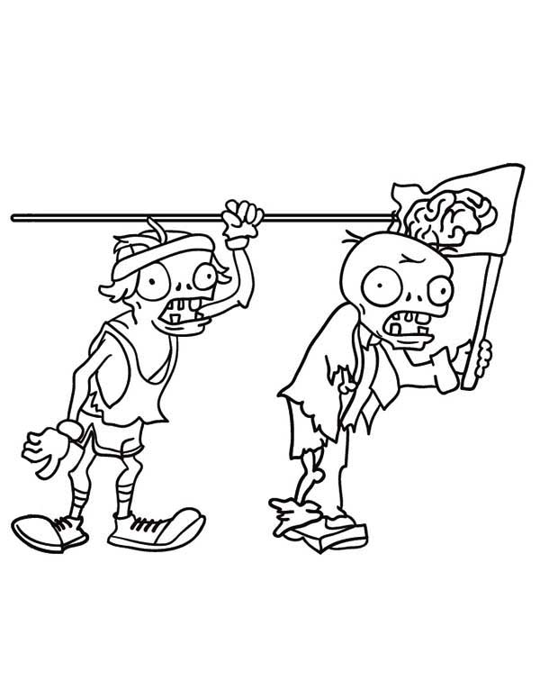 Zombie, : Plants vs Zombies Two Zombie Looking for Brain Coloring Page