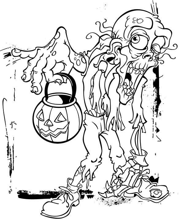 Pumpkin Zombie Coloring Page : Kids Play Color