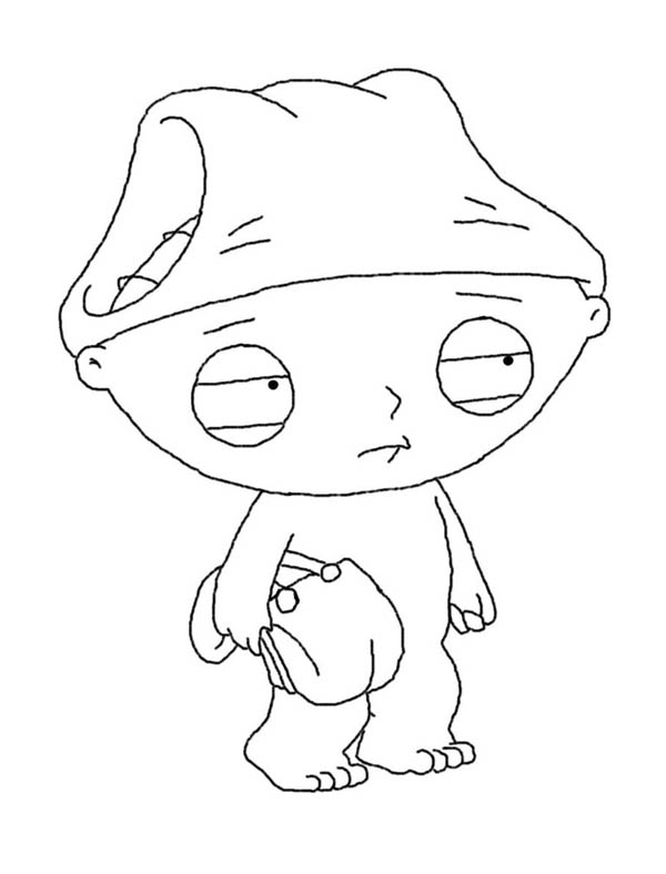 Family Guy, : Stewie with Underwear on his Head in Family Guy Coloring Page