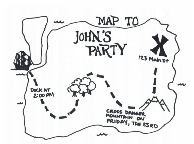 Treasure Map, Treasure Map For John’s Party Coloring Page: Treasure Map For John's Party Coloring PageFull Size Image