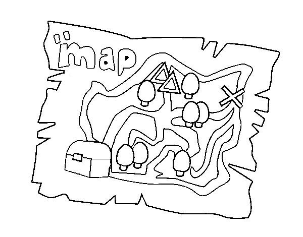 Treasure Map, : Treasure Map of Treasure Hunters Coloring Page