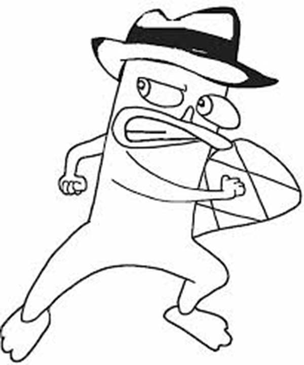 Phineas and Ferb, : Agent P Disguise with Hat in Phineas and Ferb Coloring Page