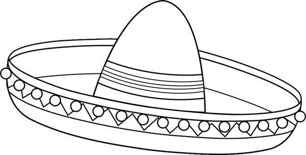 Mexican Fiesta, : Awesome Mexican Sombrero for Mexican Fiesta Coloring Page