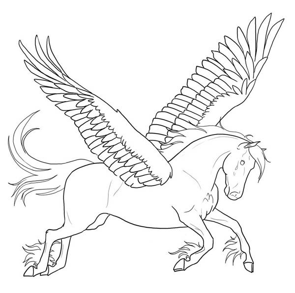 Pegasus, : Awesome Pegasus Coloring Page