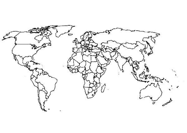 World Map, : Best World Map Coloring Page