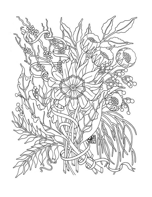 California Poppy, : California Poppy for Flower Arrangement Coloring Page