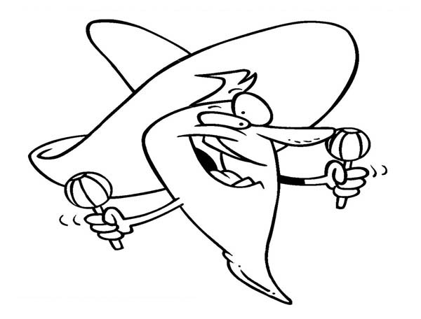 Mexican Fiesta, : Chili Playing Maracas at Mexican Fiesta Coloring Page