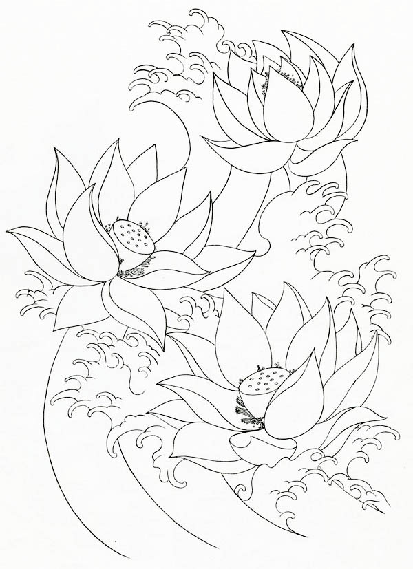 Lotus Flower, : Lotus Flower Painting Coloring Page