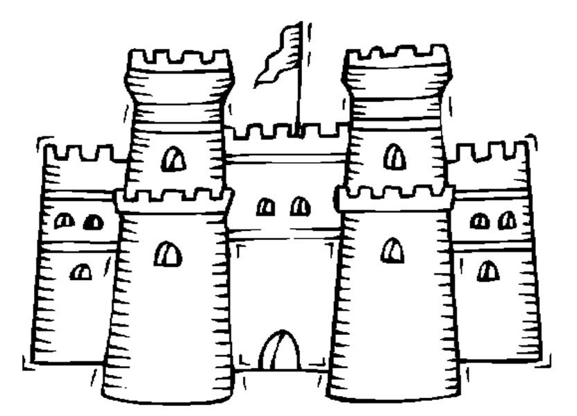 Medieval Castle, : Medieval Castle Picture Coloring Page