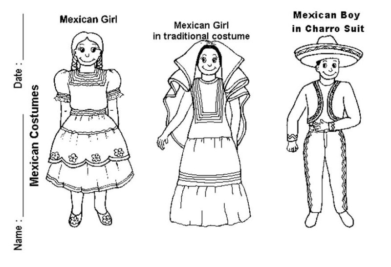 Mexican Fiesta, Mexican Costume For Cinco De Mayo At Mexican Fiesta Coloring Page: Mexican Costume For Cinco De Mayo At Mexican Fiesta Coloring PageFull Size Image