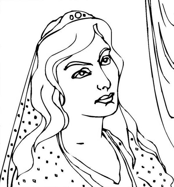 Queen Esther, : Queen Esther is Thinking  Coloring Page