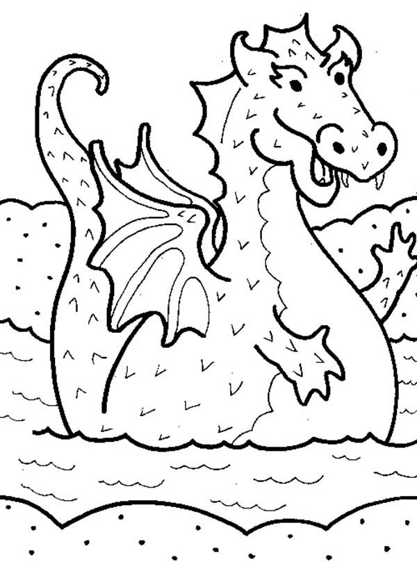 Sea Monster, : Sea Monster Myth Coloring Page