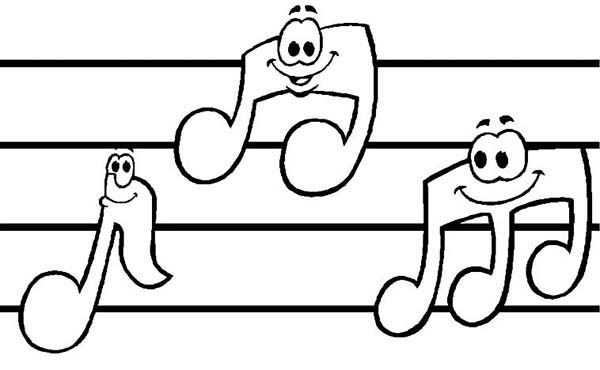 Music Notes, : Sheet Music with Music Notes Coloring Page
