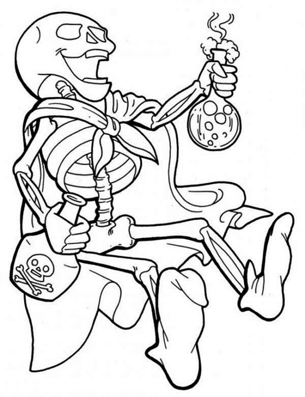 Skeleton, : Skeleton and Strong Poison Coloring Page
