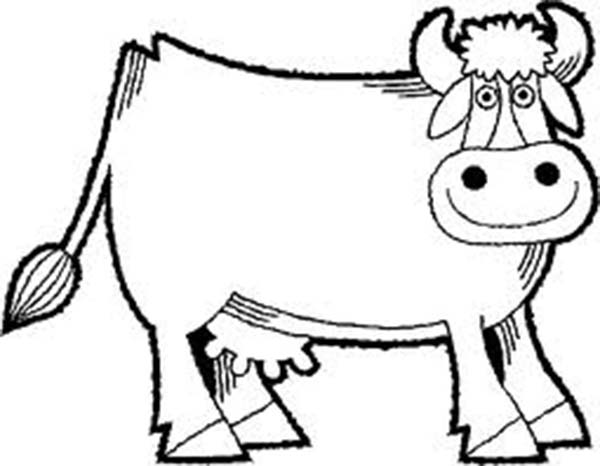 Cow, : Smiling Milch Cow Coloring Page
