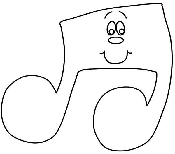 Music Notes, : Smiling Music Notes Coloring Page