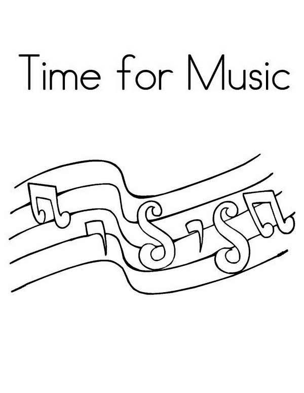 Music Notes, : Time for Music in Music Notes Coloring Page