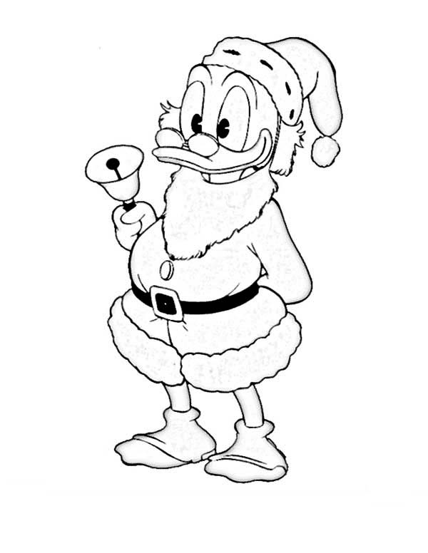 Scrooge Mcduck, : Disney Scrooge Mcduck Dressing Like Santa Claus Coloring Page