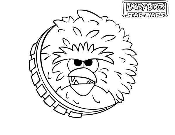Angry Birds, : Fuzzy Chewbacca in Angry Bird Star Wars Coloring Page