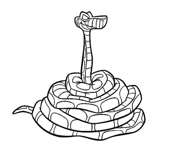 The Jungle Book, : Kaa the Rock Phyton in the Jungle Book Coloring Page