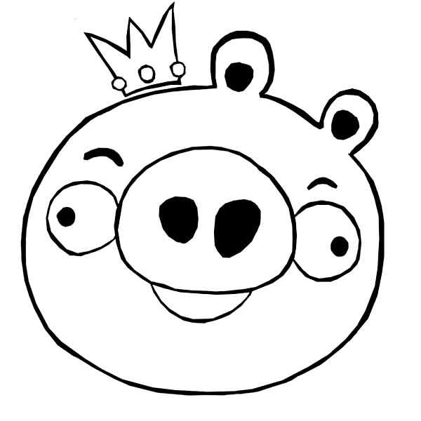 Angry Birds, : King Pig in Angry Bird Coloring Page