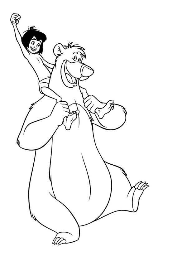 The Jungle Book, : Mowgli and His Best Friend Baloo in the Jungle Book Coloring Page