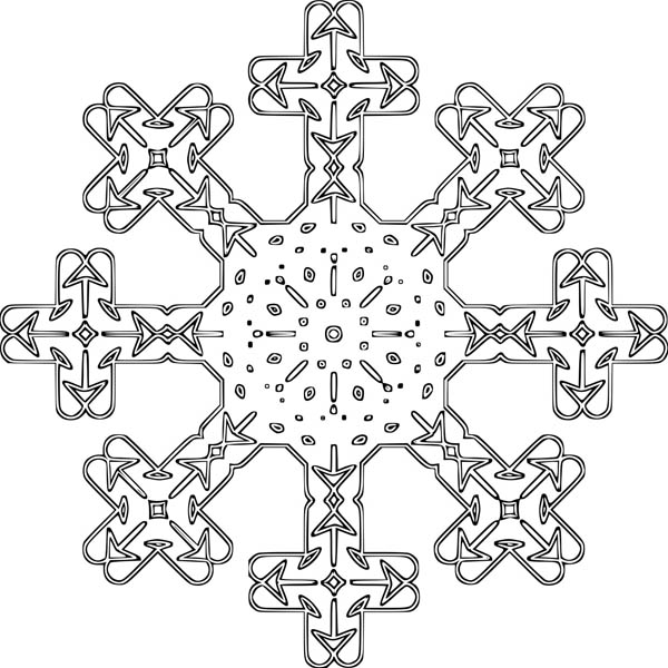 Christmas, : Crucify Christmas Snowflakes Coloring Page
