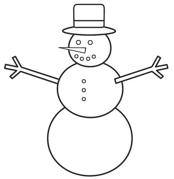 Christmas, : How to Draw Mr Snowman for Christmas Coloring Page