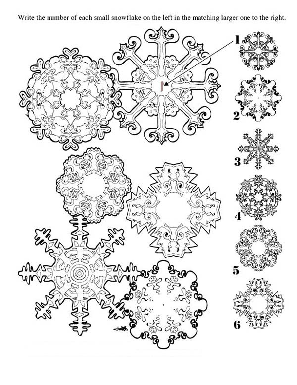 Christmas, : Match Matching Christmas Snowflakes Coloring Page