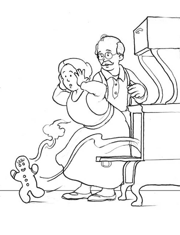 Christmas, : Mr Gingerbread Men Flee from Oven on Christmas Coloring Page
