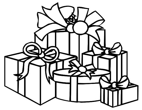 Christmas Presents, : Various Shape of Christmas Presents Coloring Pages