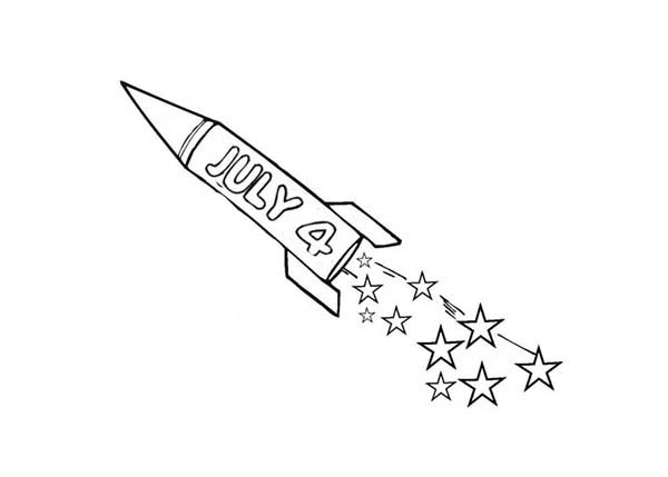 Independence Day, : Fireworks Rocket Independence Day Coloring Page