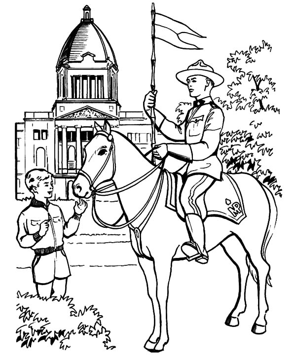 National Canada Day, : Riding a Horse on National Canada Day Coloring Pages