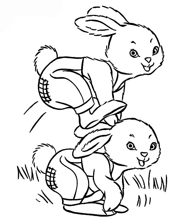Hopping Bunny, : Bunny Hopping on His Buddys Back Coloring Pages