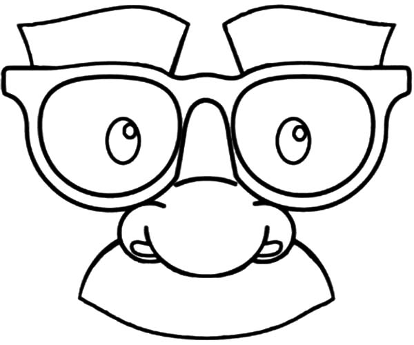 Eyeglasses, : Carnival Mask and Eyeglasses Coloring Pages