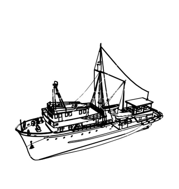 Fishing Boat, : Commercial Fishing Boat Coloring Pages