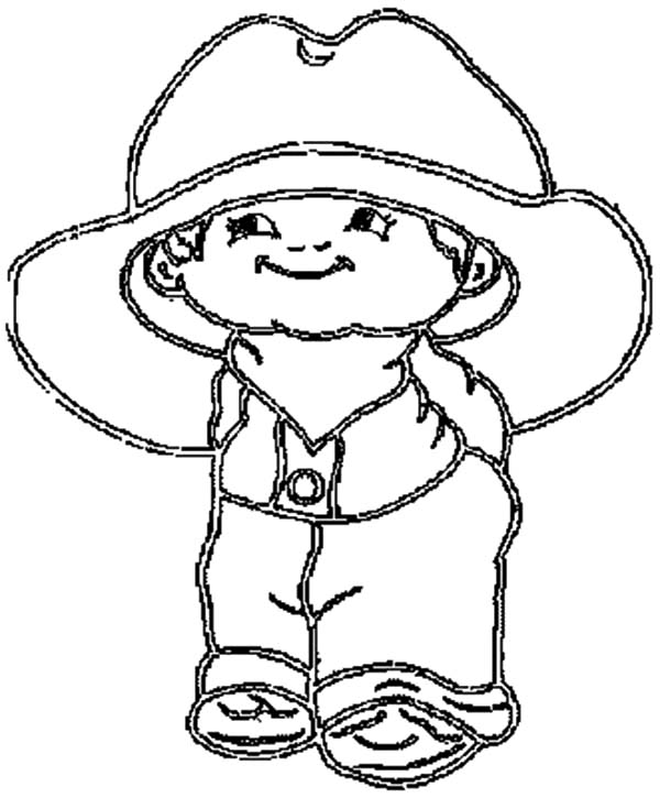 Cowboy Hat, : Cowboy Hat is Too Big for the Kid Coloring Pages