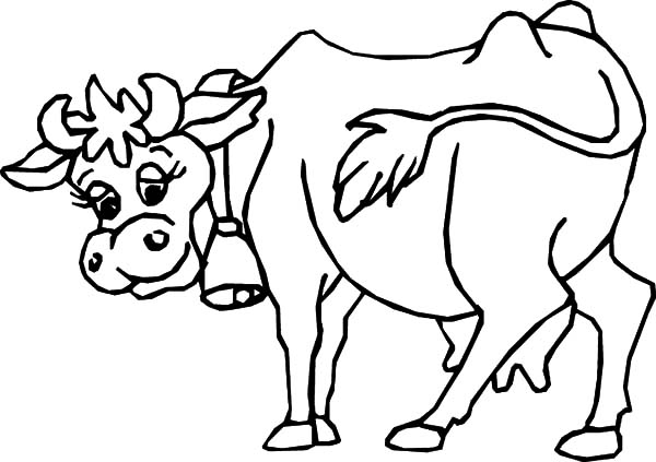 Cows, : Cows Wearing Bell Coloring Pages