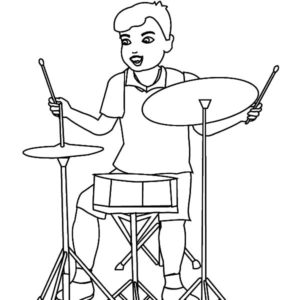 Drummer Boy, Drummer Boy Facing Simple Drum Set Coloring Pages: Drummer Boy Facing Simple Drum Set Coloring Pages