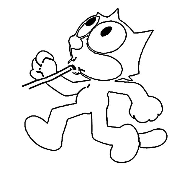 Felix The Cat, : Felix the Cat Blowing Straw Coloring Pages