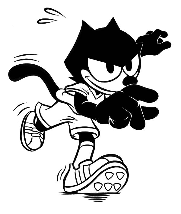 Felix The Cat, : Felix the Cat Play Football Coloring Pages