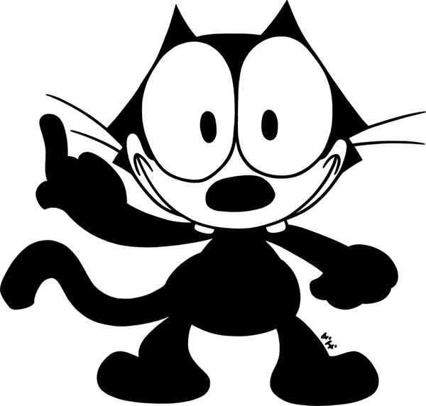 Felix The Cat, : Felix the Cat Pointing Up Coloring Pages