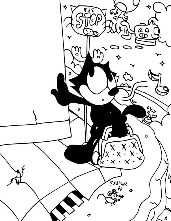Felix The Cat, : Felix the Cat in Skyeline City Coloring Pages