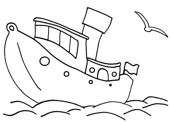 Fishing Boat, : Fishing Boat Outline Coloring Pages
