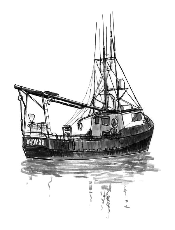 Fishing Boat, : Fishing Boat Trawler Coloring Pages