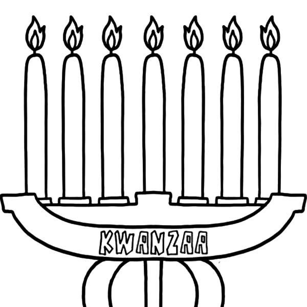 Kinara, : Happy Kwanzaa Candles Kinara Coloring Pages